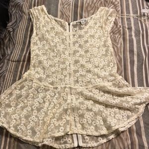 White see through daisy zip up top